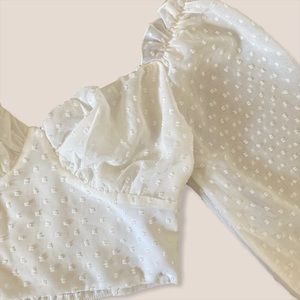 White Flowy Crop Summer Blouse